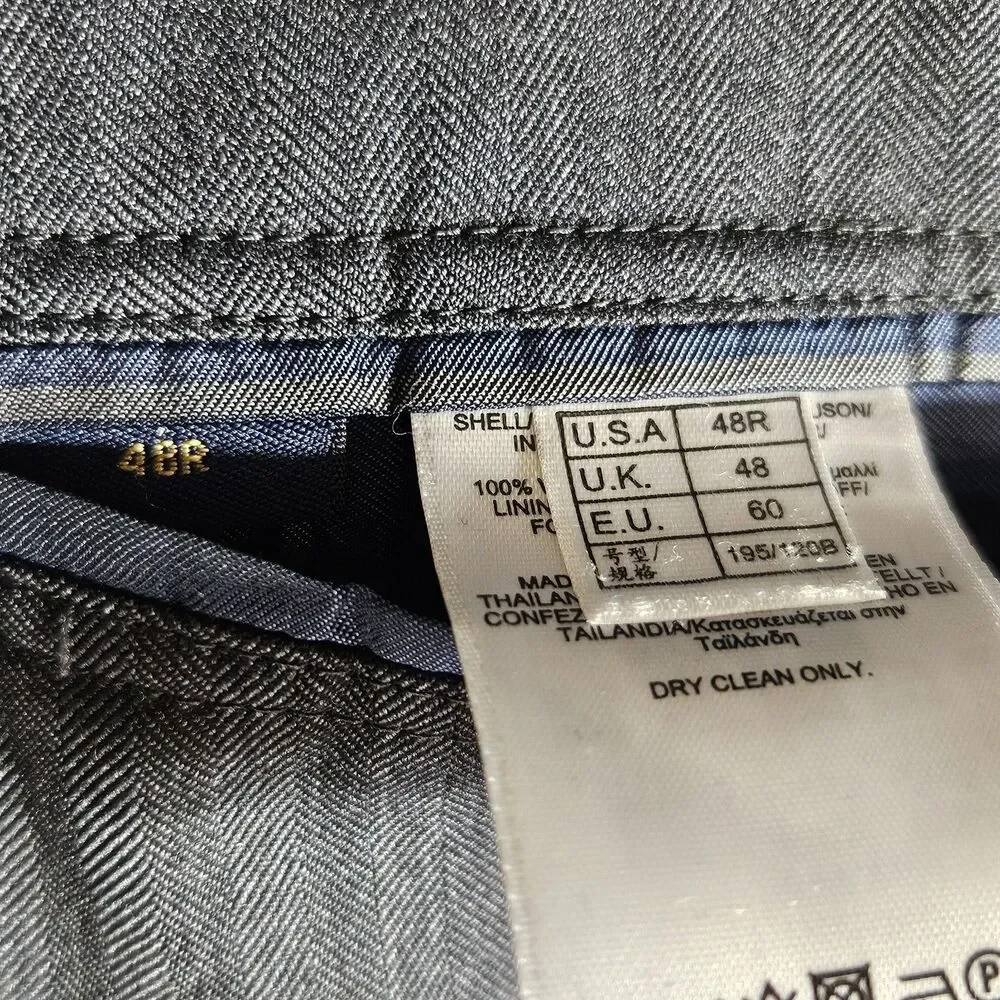 Brooks Brothers Madison Two Button Wool Blazer Jacket Grey Herringbone Mens 48R